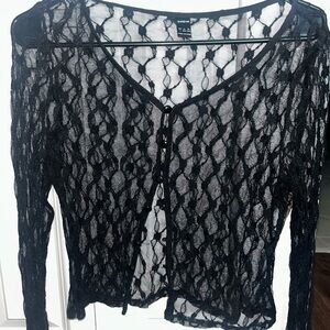 SHEIN Black Sheer Lace Top